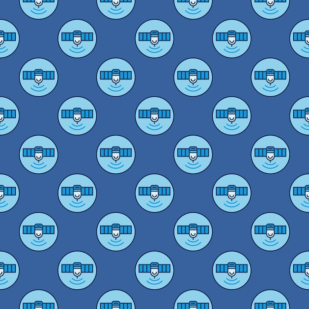 Satellite in Circle vector concept blue modern seamless pattern