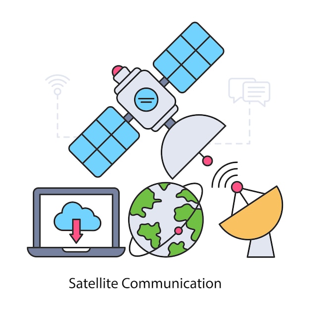 Vettore un'icona di comunicazione satellitare vettoriale modificabile