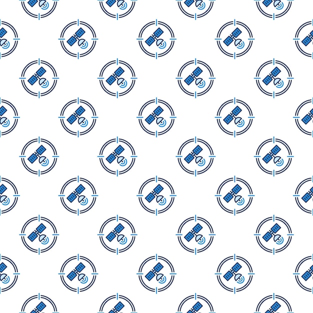 Satellite in Crosshair vector Aim concept blue seamless pattern