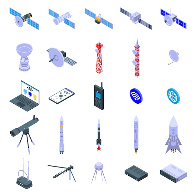 Satellite icons set