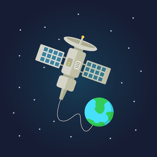 Satellite Spaceship in Outer Space Illustration