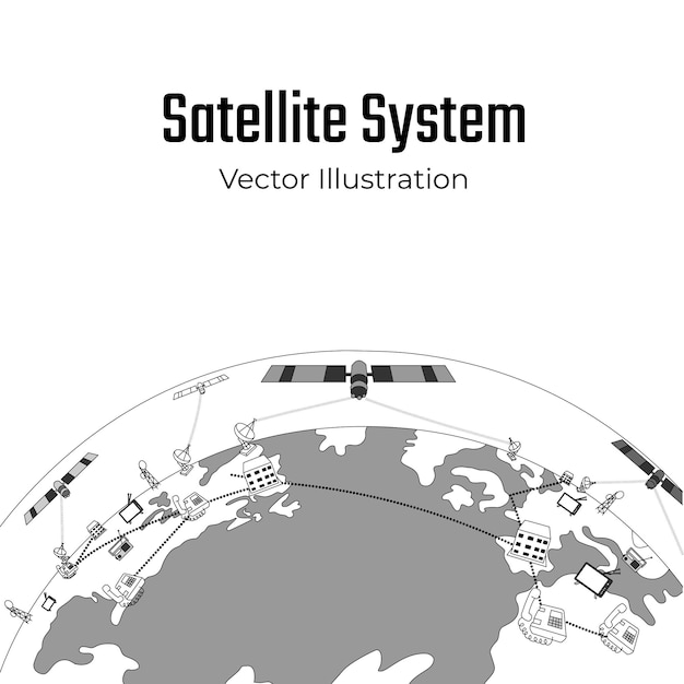 Satellite system free vector