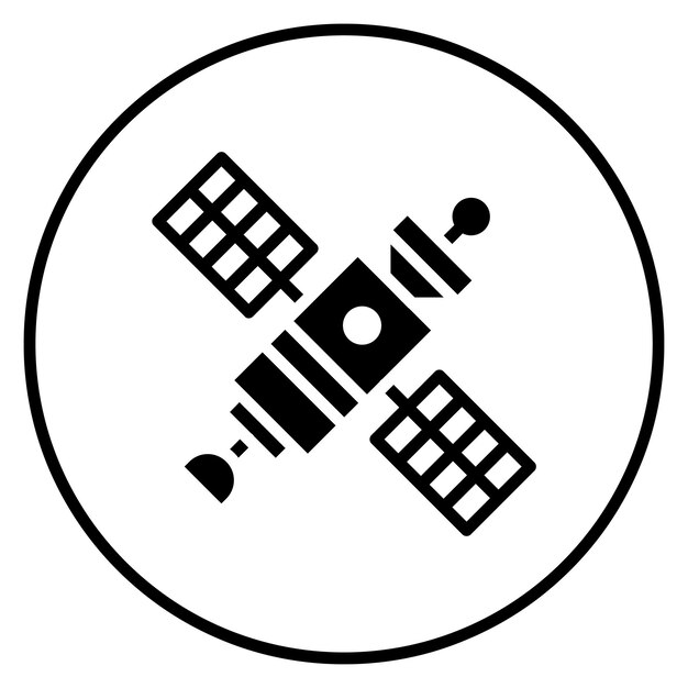 宇宙技術アイコンセットの衛星ベクトルアイコンのイラスト