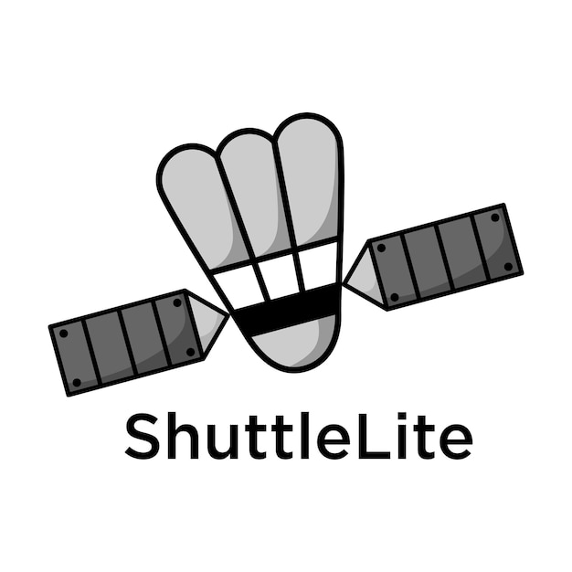 satellite with shuttlecock shape logo design