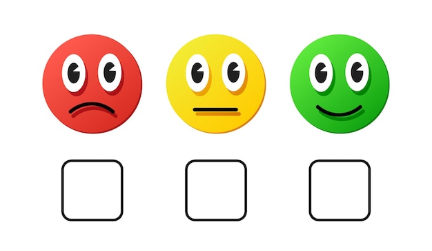 Satisfaction rating emoji positive neutral and negative vector illustration of different mood