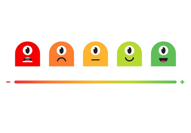 Vector satisfaction rating set of feedback icons in form of emotions excellent good normal bad awful vector illustration