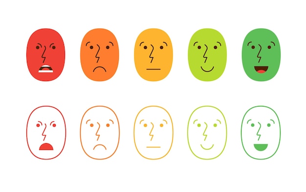 Vector satisfaction rating set of feedback icons in form of emotions excellent good normal bad awful vector illustration