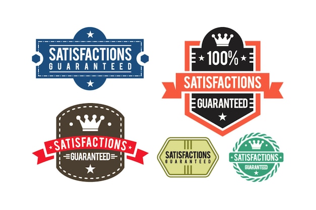 Satisfactions guaranteed set of vintage design labels and badges, satisfactions guaranteed logo badge