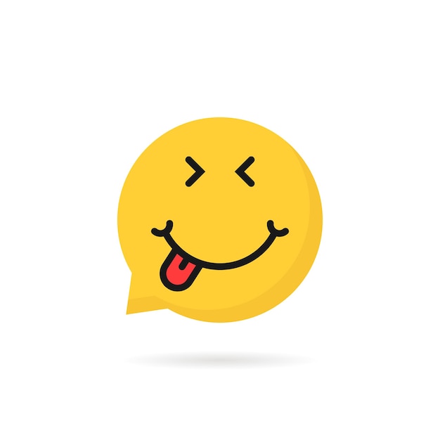 Satisfied emoji speech bubble logo. concept of simple chatbot button, dialog service, happiness, social network avatar element, pleased. flat style trend modern graphic design on white background