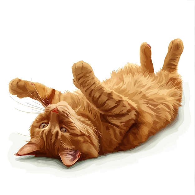 Vettore satisfied_ginger_cat_lies_on_his_back_upside