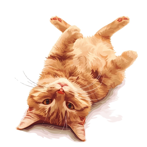 Vettore satisfied_ginger_cat_lies_on_his_back_upside