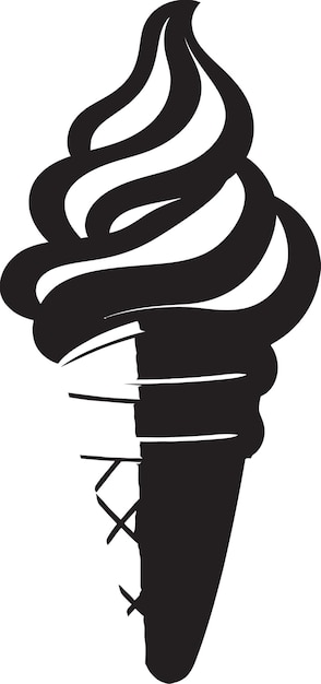 Satisfying Swirls Ice Cream Cone Vector Chilled Elegance Black Logo Cone Icon