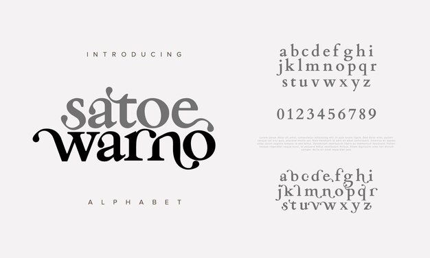 Вектор satoewarno премиум роскошь элегантный алфавит буквы и цифры элегантная свадебная типография классика