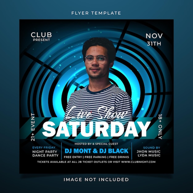 saturday club party flyer template