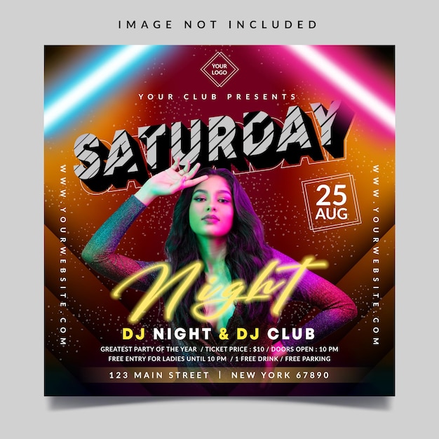 Vector saturday night flyer template with light decoration