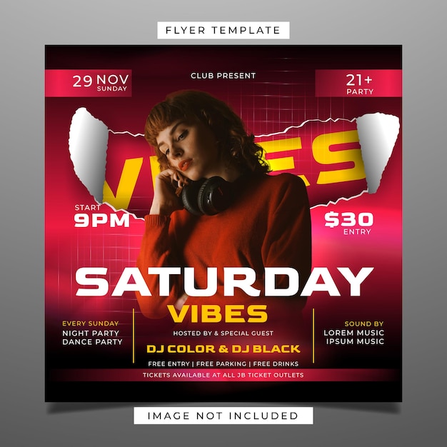 Vector saturday party club flyer template