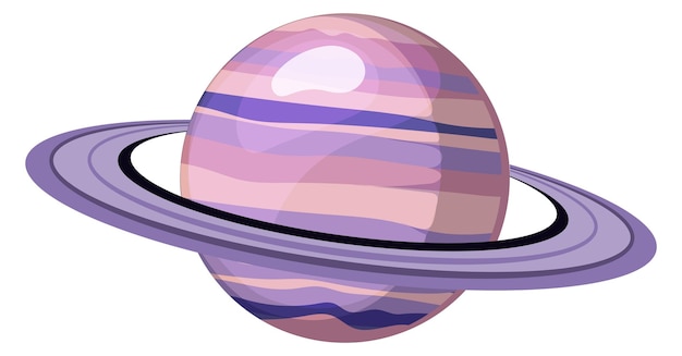 Vector saturn cartoon icon space planet with ring graphic symbol