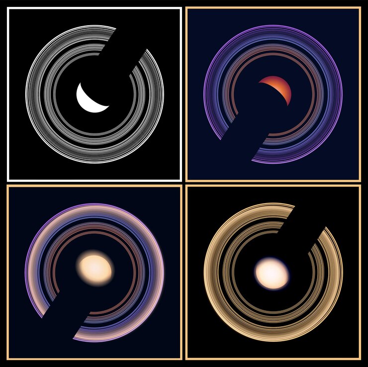 Vector saturn from an unusual perspective illustrations