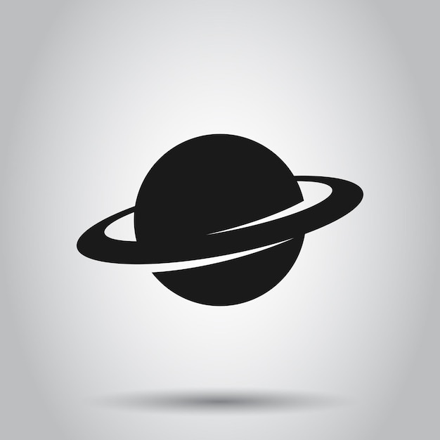 Saturn icon in flat style Planet vector illustration on isolated background Galaxy space business concept