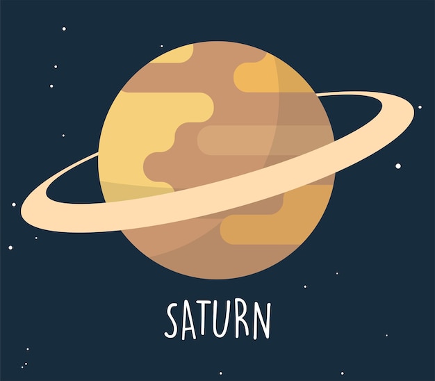 土星の惑星と空間背景フラットベクトル図上の単純な球