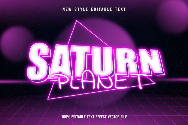 Saturn planet editable text effect modern neon pink style