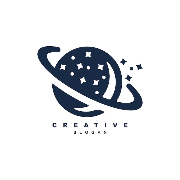 Saturn planet galaxy logo design vector art