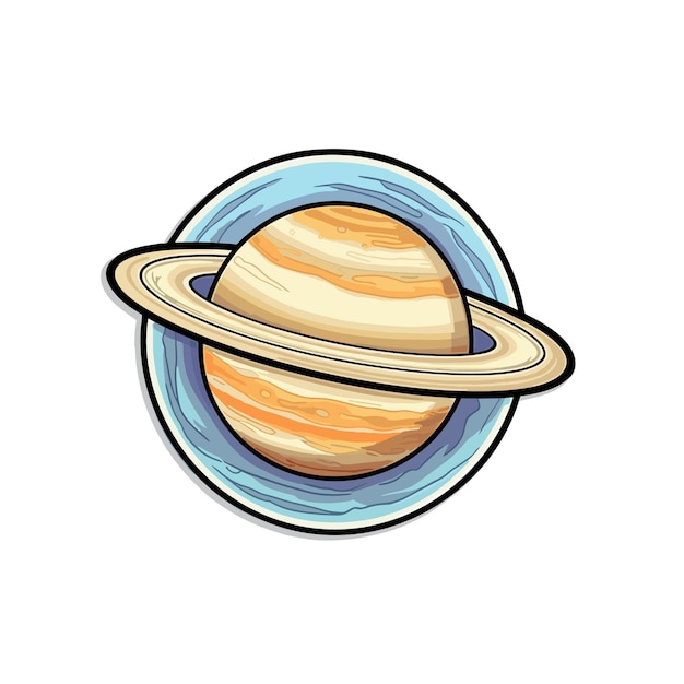 saturn planet sticker cartoon illustration Vector