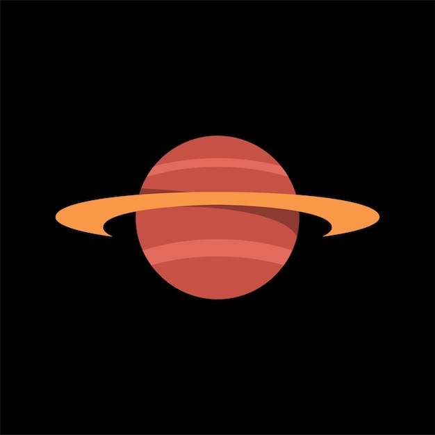 Вектор Планета сатурн с кольцами плоский стиль векторные иллюстрации иконка пространства для детей