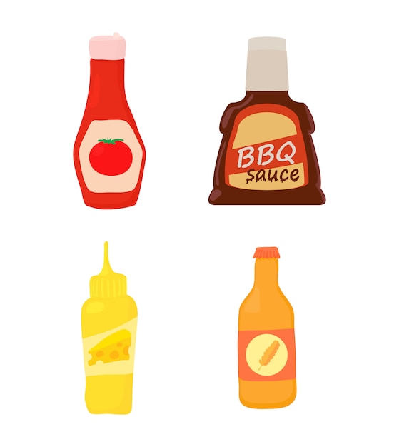 Vector sauce bottle icon set