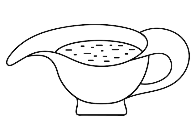 Sauce bowl Sketch Traditional gravy for a hot dinner Ceramic mug for refueling