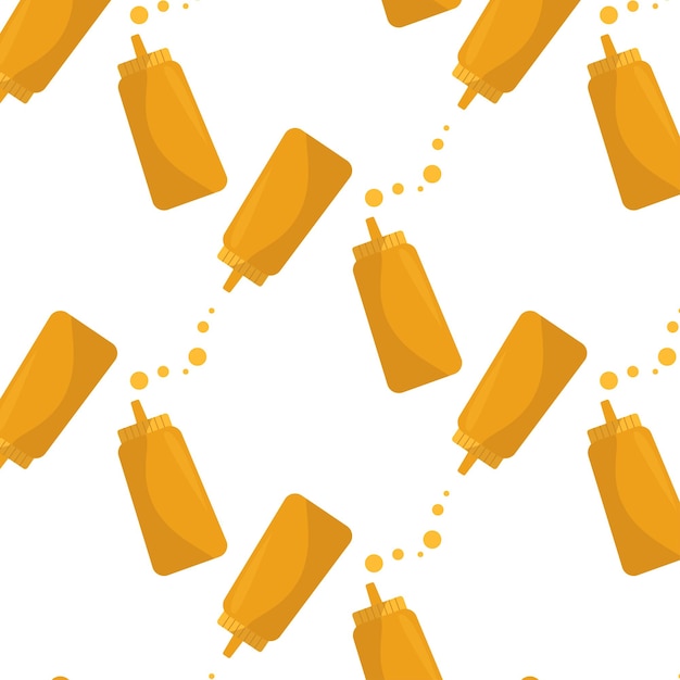 Соус бесшовный рисунок векторной иллюстрации горчица и кетчуп Соус с острыми специями упакован в пластиковую бутылку Векторная иллюстрация для вашего дизайна