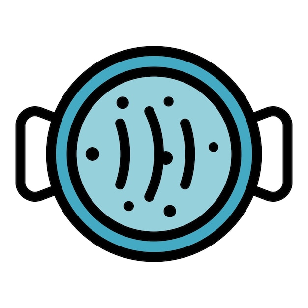 Saucepan top view icon Outline saucepan top view vector icon color flat isolated