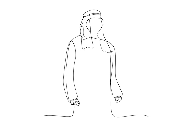 ベクトル サウジアラビアのビジネスマン ファッション 異なるポーズで 白い背景に隔離された ベクトルイラスト 平らなスタイルで 編集可能なストローク