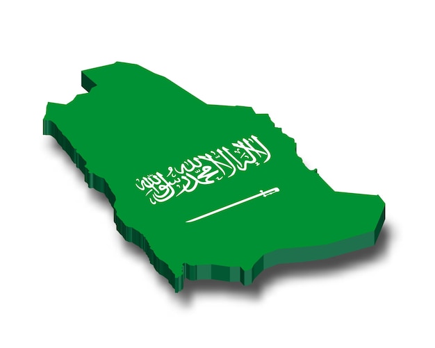 Saudi Arabia 3d vector flag map