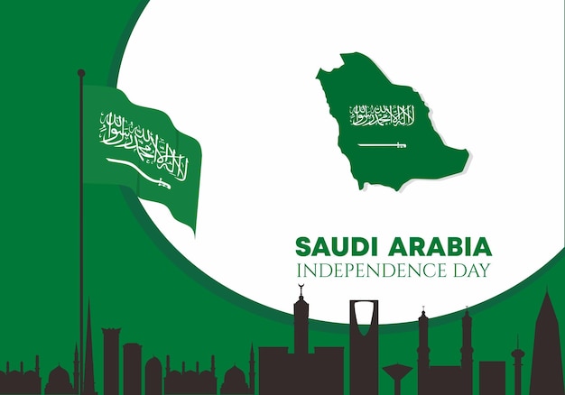 Вектор День независимости саудовской аравии фон с арабским флагом зеленого цвета для национального праздника 23 сентября