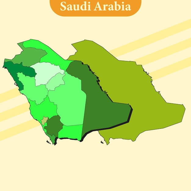 ベクトル サウジアラビアの地図 ベクトル 地域と都市の線と すべての地域を満たす