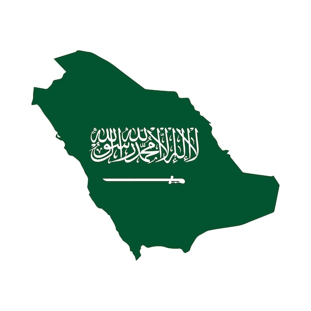 Saudi arabia map with flag on a white background vector illustration