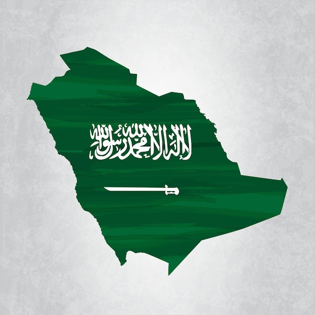 Saudi arabia map with flag