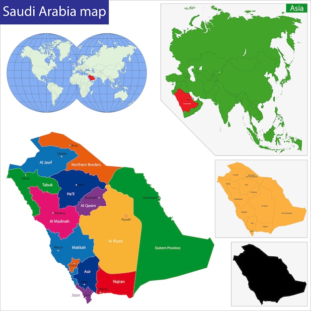 Vettore mappa dell'arabia saudita