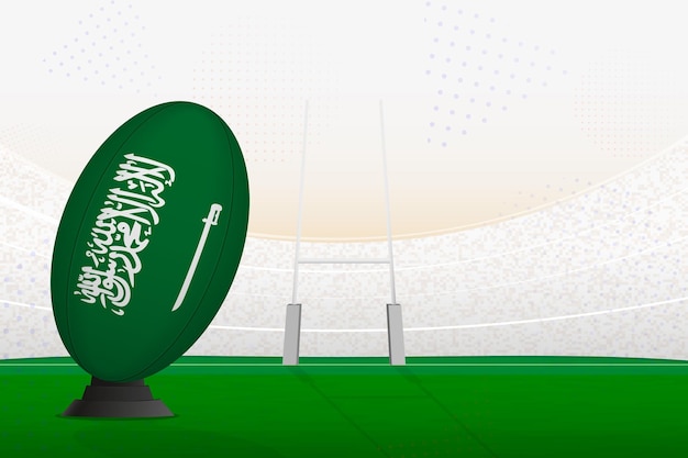 Vector saudi arabia national team rugby ball on rugby stadium