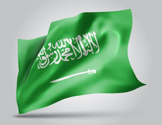 Saudi Arabia, vector 3d flag on white background