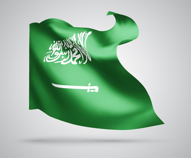 Vector saudi arabia, vector 3d flag on white background