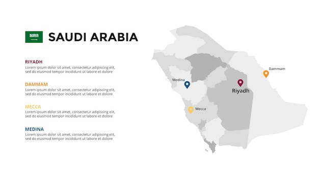 Saudi arabia vector map infographic template slide presentation asia country