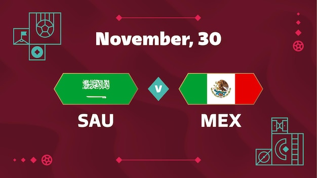 Saudi Arabia vs Mexico Football 2022 Group C World Football Competition championship match versus