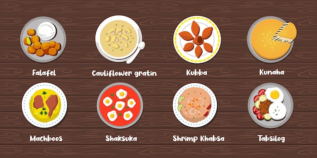 Vector saudi arabian food vector set illustration