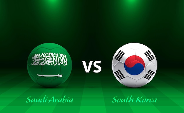 Saudi-Arabië versus Zuid-Korea voetbal scoreboard uitzending sjabloon voor Azië 2023