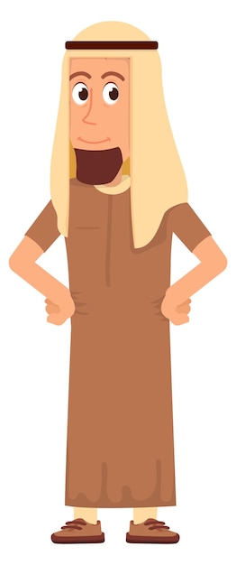Saudi man character Cartoon muslim person in traditional clothes