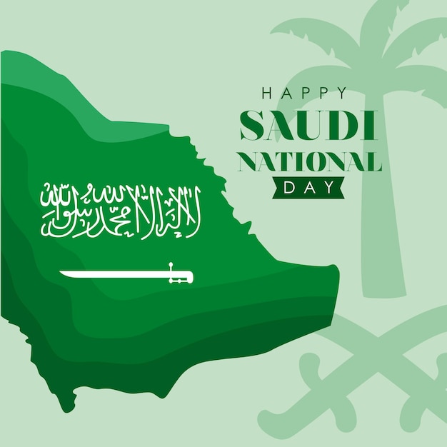 Vector saudi national day with map