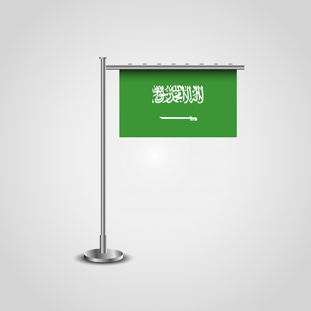 Vector saudia arabia flag design vector with flag stand