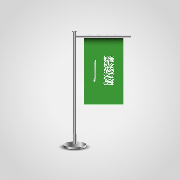 Saudia arabia flag design vector with flag stand